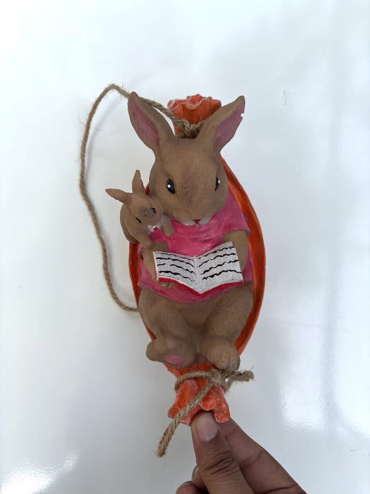 Wonderland Bunny Family on Swing Garden Statue | Outdoor Resin Sculpture