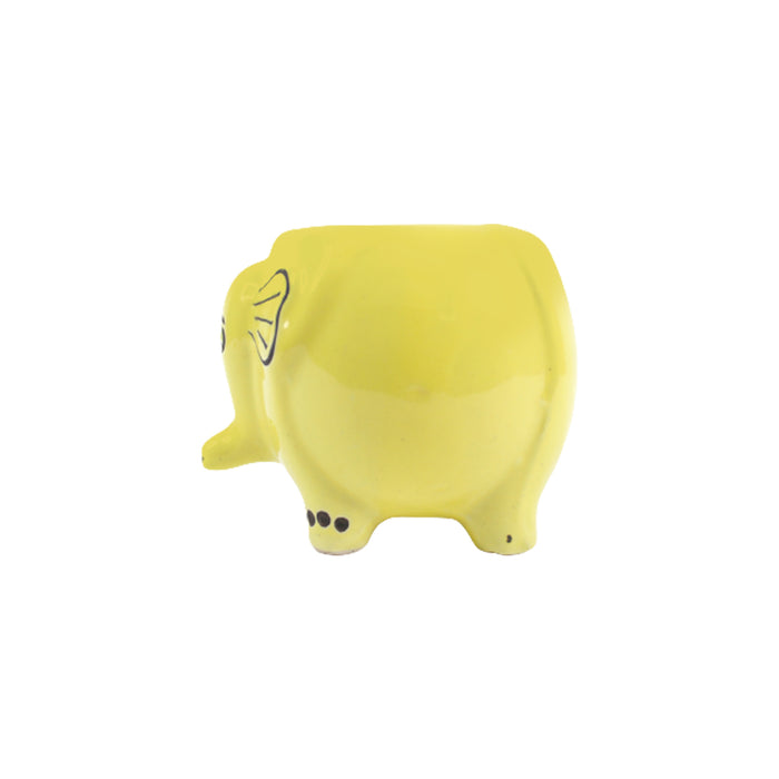 Elephant Ceramic Pot for Home and Garden Decoration (Yellow)