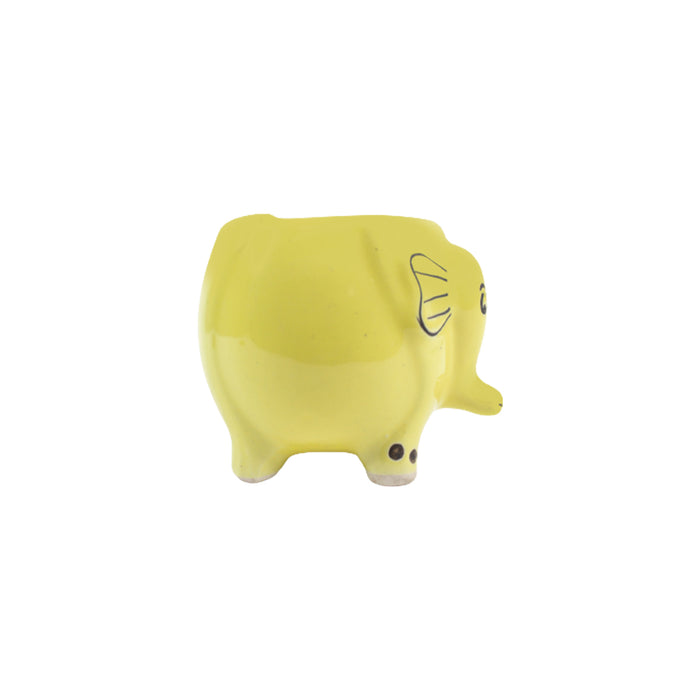 Elephant Ceramic Pot for Home and Garden Decoration (Yellow)