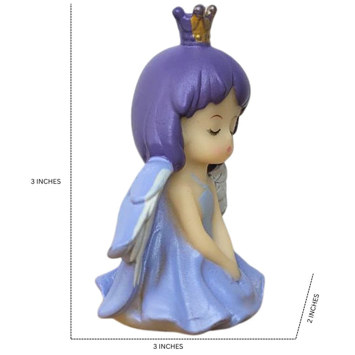 Wonderland Angel Princess Cake Topper - Purple Hair Crown Figurine | Baby Shower, First Birthday, Wedding, Christening Decoration