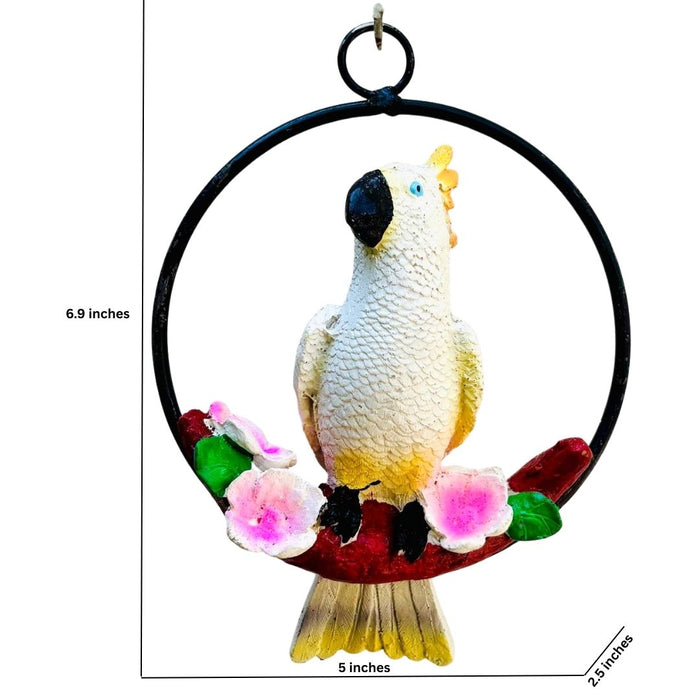 Wonderland Elegant White Bird Figurine on Floral Branch - Home Decor Statue