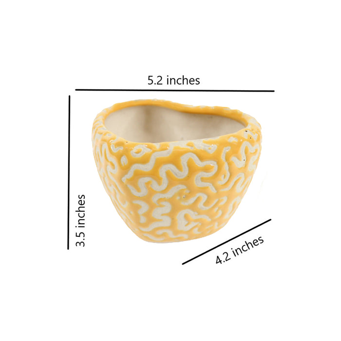 Ceramic Heart Pot for Home and Garden Decoration (Yellow)
