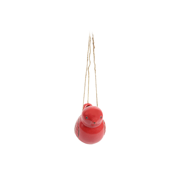 Ceramic Hanging Bird Pot for Home and Garden Decoration (Red)