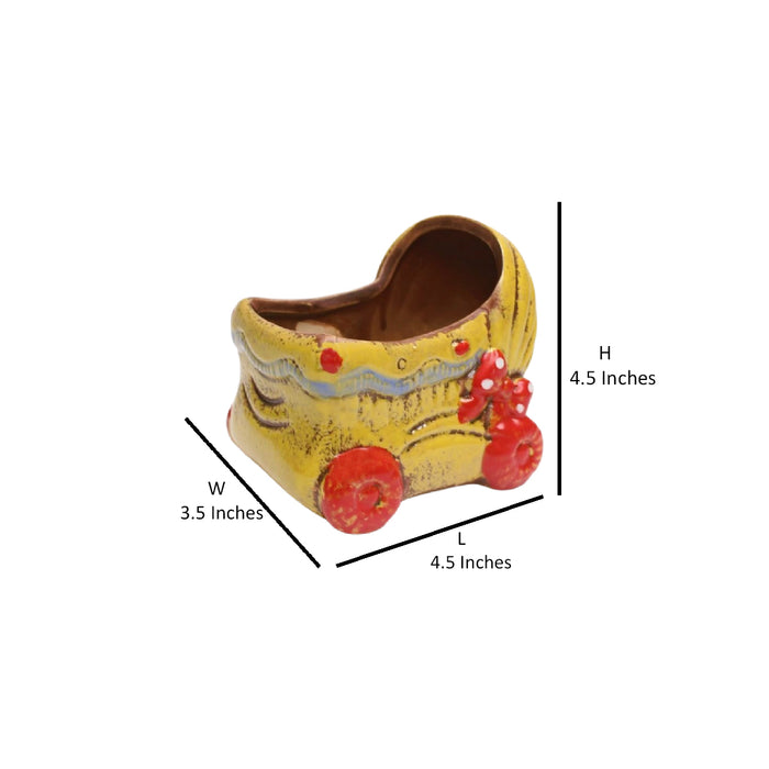 Wonderland imported ceramic pram shape planter | Style 2| can grow plants directly