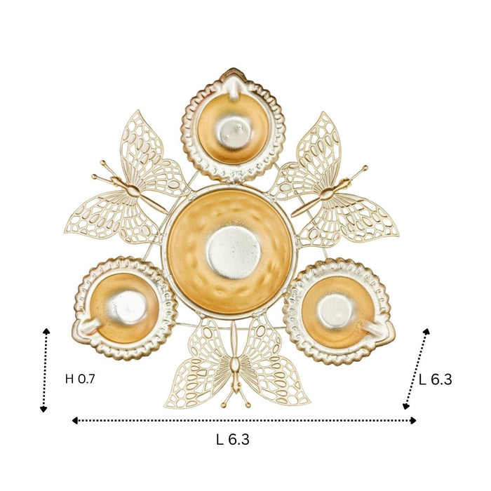 Wonderland Gold Finish butterfly urli with diya