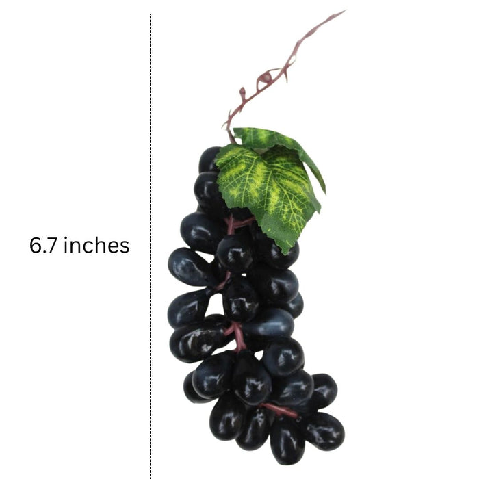 Wonderland set of 6-Artificial  Black  Grapes Bunche, Lifelike Artificial Grapes, Fake Grape Bundle for Vine Decoration, Wine Kitchen Garland Decor, Faux Fruit Props
