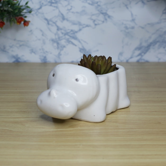 Ceramic Small Size Hippo Shaped Pot for Home Decoration