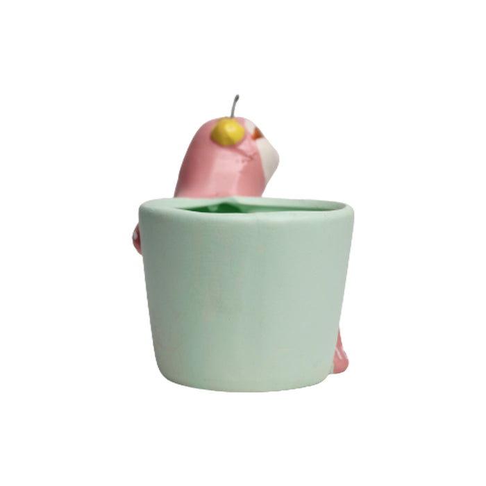 Sloth Bear Ceramic Pot for Home Decoration (Dark Pink)