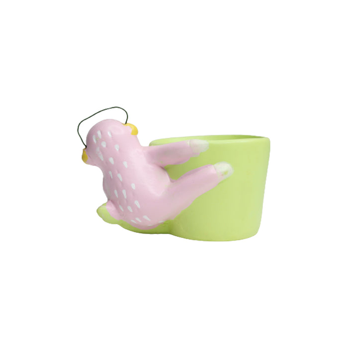 Sloth Bear Ceramic Pot for Home Decoration (Light Pink)