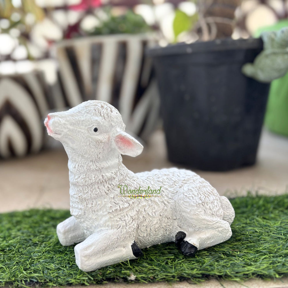6 Inch Sitting Sheep Statue for Garden Décor