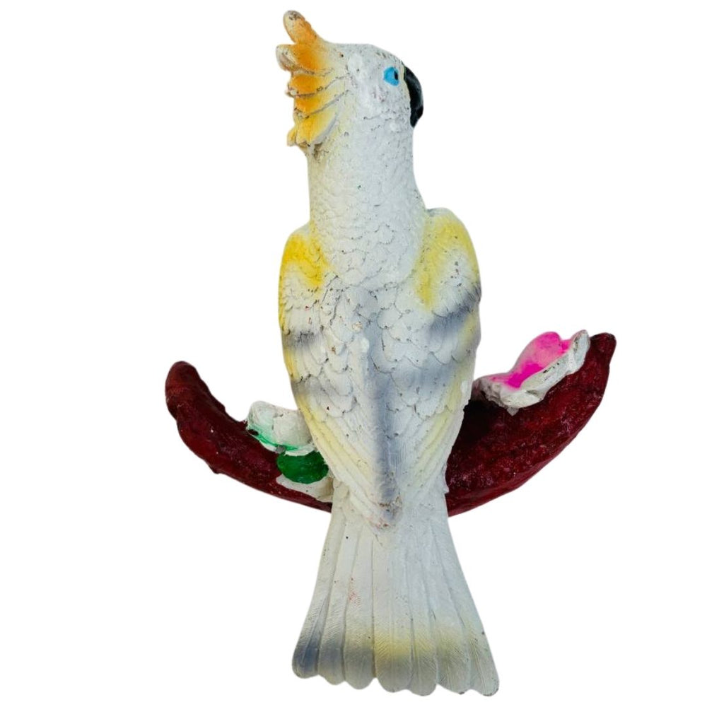 Elegant White Bird Figurine on Floral Branch Ring Parrot -