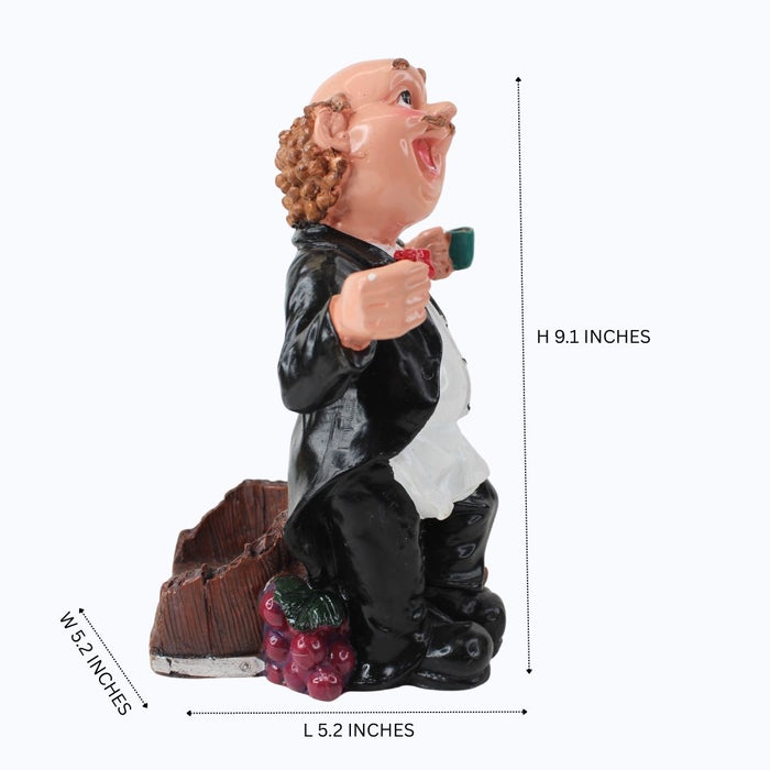 Wonderland Jovial Sommelier Wine Barrel Décor| Garden Sculpture