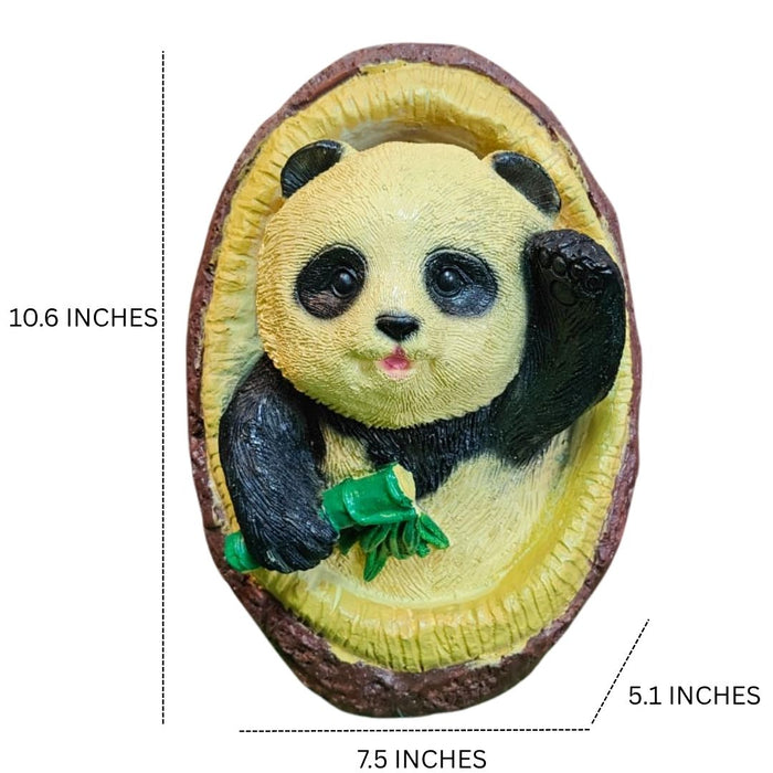 Wonderland Cute Panda Wall Hanging with Bamboo | 3D Resin Garden & Home Decor Figurine | Adorable Wildlife Art Sculpture for Kids Room, Balcony, Patio, or Tree
