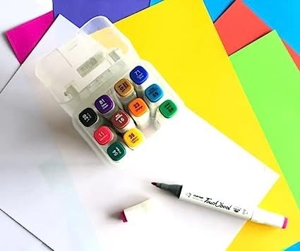 Wonderland Touchcool Dual Tip Art Sketch Markers Set - 12 Vibrant Colors - Fine & Broad  Tips - Ideal for Illustration and Design