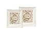 Set of two rectangular cream-colored vintage metal picture frames with ornate lace-like openwork borders and a distressed antique finish, featuring "Home" floral inserts.