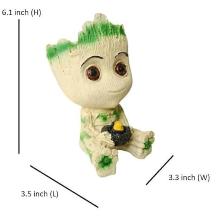 Cute Tree Character Figurines - Set of 2 Small Resin Plant Figures for Home Decor
