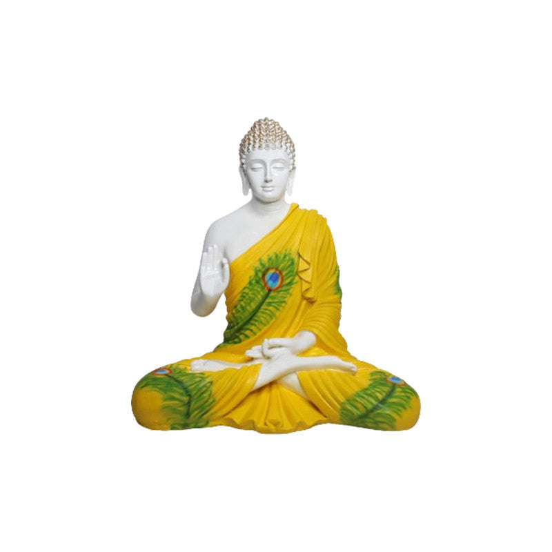 2ft Ashirvad Avastha Buddha Resin Statue,  Gift (Yellow & Green)