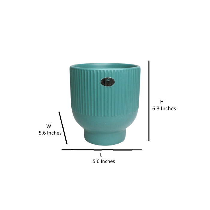 Wonderland blue fluted ceramic pots for real plants