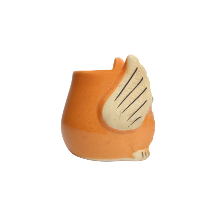 Medium Owl Ceramic Pot for Home Decoration (Orange)