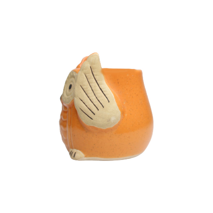 Medium Owl Ceramic Pot for Home Decoration (Orange)