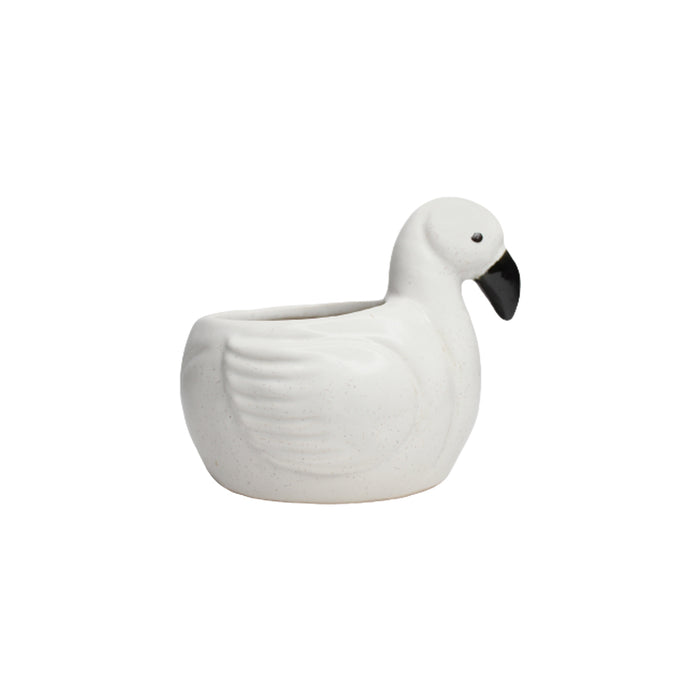 Duck Ceramic Pot for Home and Garden Decoration (White)