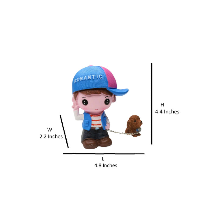 Wonderland imported resin boy with dog statue