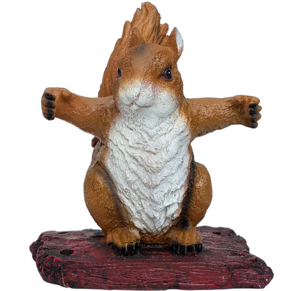 Hanging Squirrel Garden Statue – Realistic Resin Animal Figurine on Log Swing