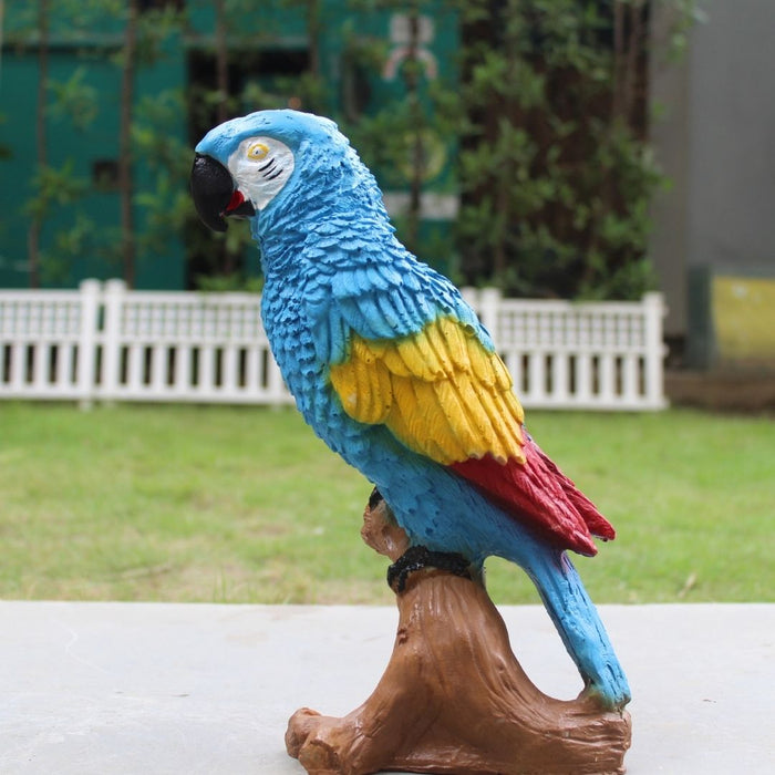Wonderland Resin Blue Parrot Bird Figurine for Garden & Home Decor