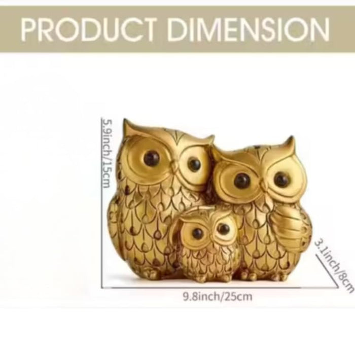 Elegant Golden Owl Family Trio – Set of 3