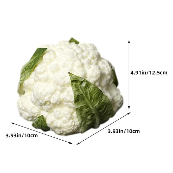 2-Piece Lifelike Artificial White Cauliflower Set – Realistic Fake Vegetable Props for Home Kitchen Decor, Photography Studio, and Educational Displays