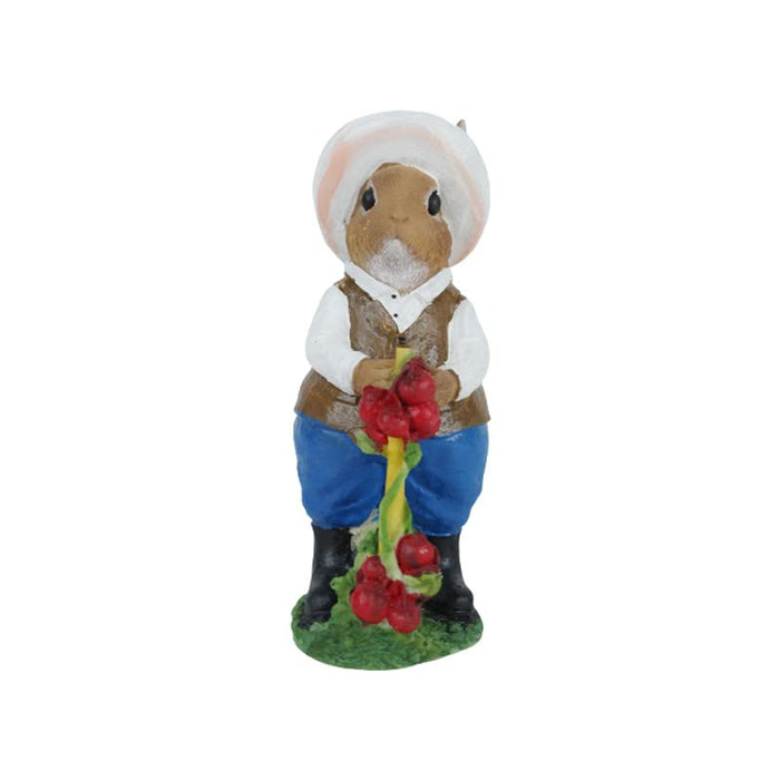 Charming Gardener Rabbit Figurine with Harvest – Decorative Bunny Statue