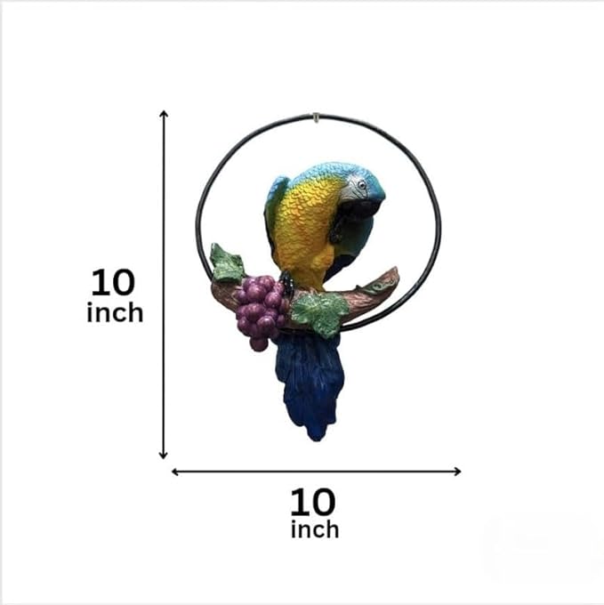 Wonderland Vibrant Macaw Parrot Figurine on Grape Vine Branch - Hand-Painted Home/Garden Decor