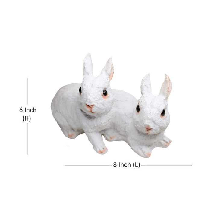 Realistic Double White Joint Bunny Figurine