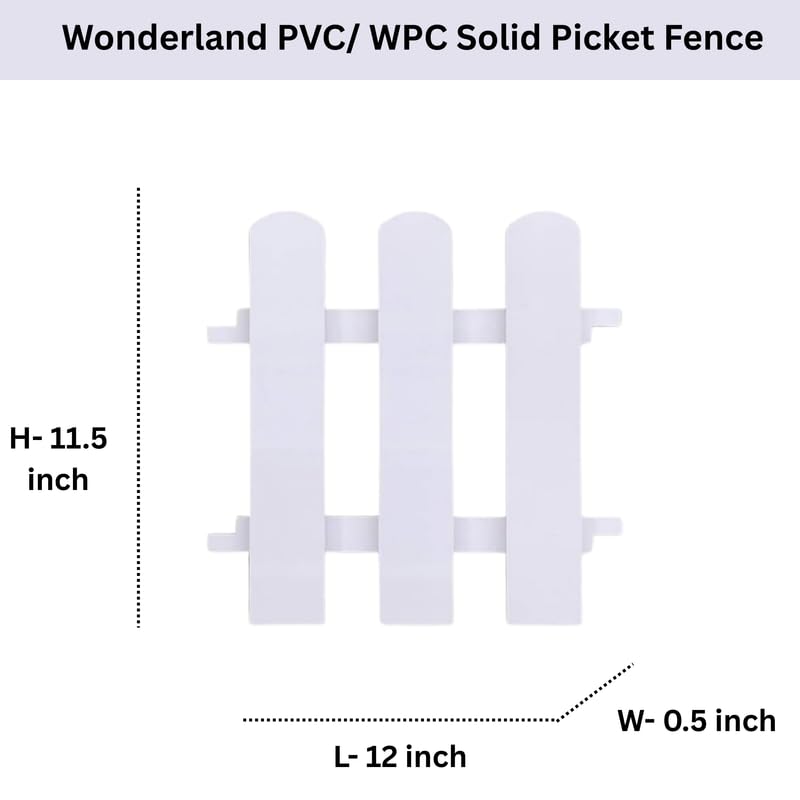1 Foot Tall Garden Fence/Picket Fence (without Spike) Solid WPC Material - White(8 Panels)