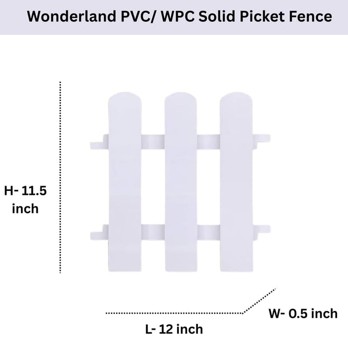 1 Foot Tall Garden Fence/Picket Fence (without Spike) Solid WPC Material - White (6 Panels)
