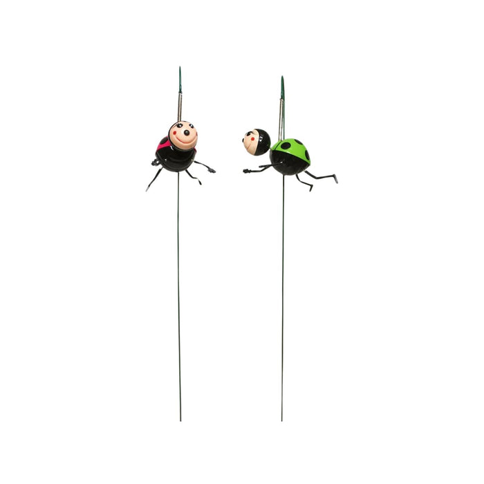 Hanging Ladybug Garden Stake Ornament (Set of 2) – Spring-Mounted Bouncing Bug Decor for Patios & Flower Beds