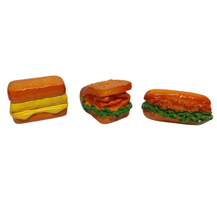 Wonderland (Set of 3 Miniature Junk Food Burger, Hotdog Resin Food Play Mini Burger Kitchen Scene