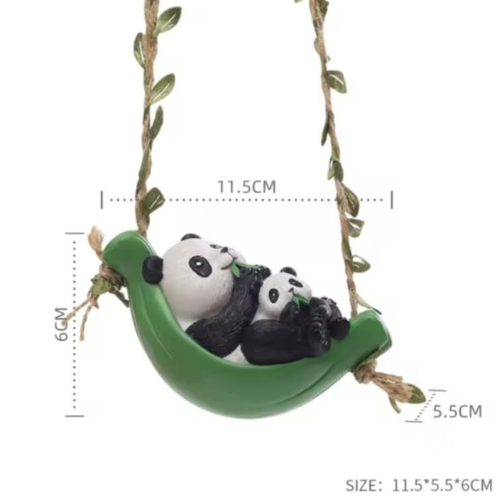 Cute Hanging Garden Ornaments – Whimsical Resin Panda & Owl Family Swing Tree Sculptures for Outdoor Yard, Patio, and Lawn Decor (Set of 2)