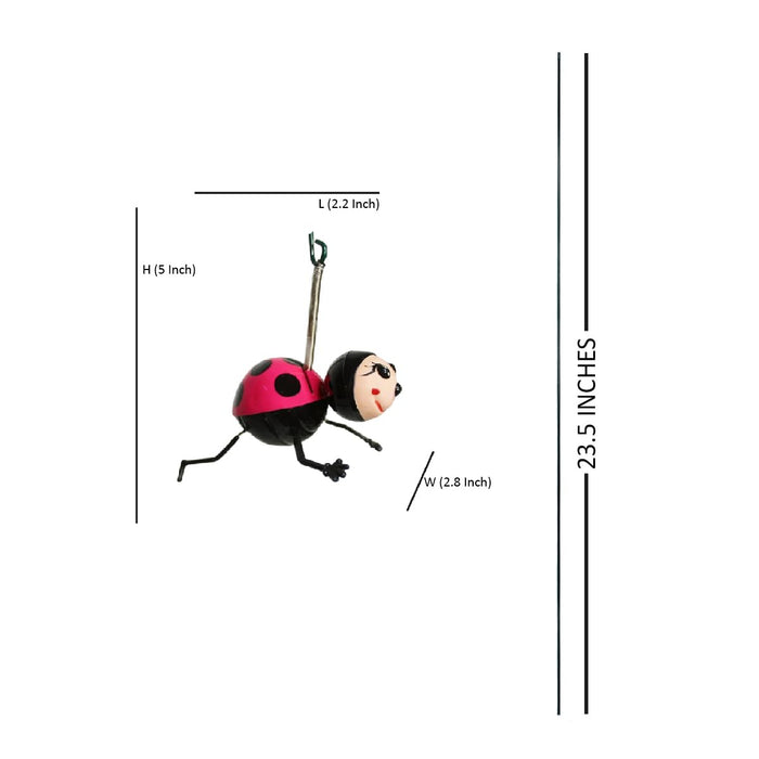 Hanging Ladybug Garden Stake Ornament (Set of 2) – Spring-Mounted Bouncing Bug Decor for Patios & Flower Beds
