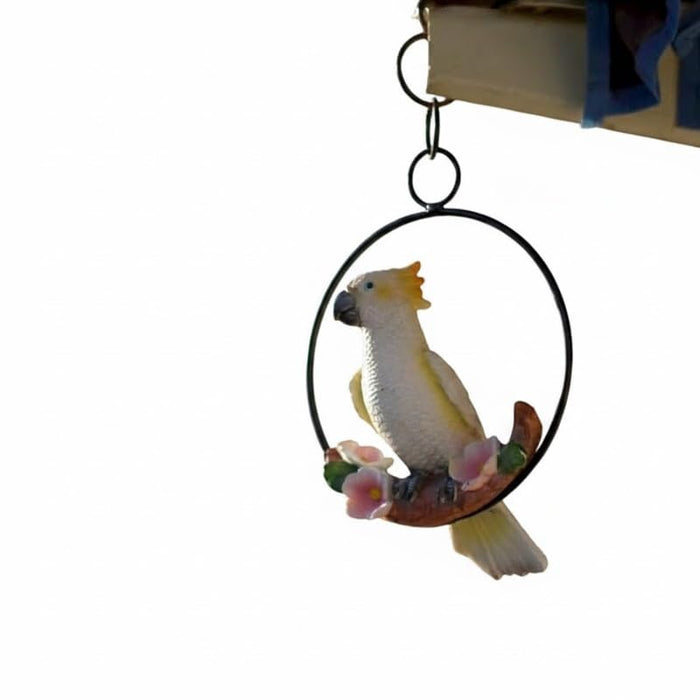 Wonderland Elegant White Bird Figurine on Floral Branch - Home Decor Statue