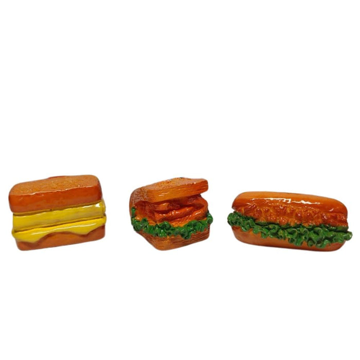 Wonderland (Set of 3 Miniature Junk Food Burger, Hotdog Resin Food Play Mini Burger Kitchen Scene