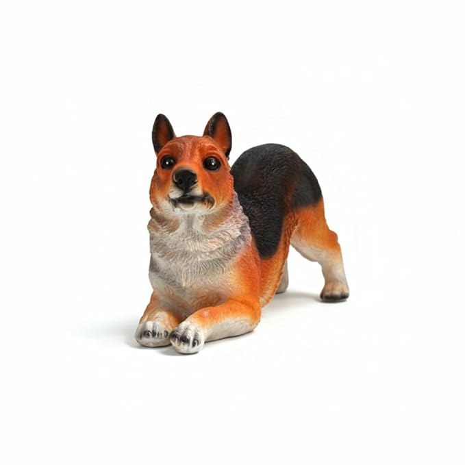 Wonderland Realistic   Dog Figurine - Playful Stretch Pose Garden/Home Decor Statue |Lifelike Dog Statue - Playful Stretch Pose Figurine for Home or Garden Décor