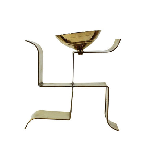 Brass Swastik Diya Stand Hindu Puja Oil Lamp|Akhand Jyoti Holder for Pooja and Home Décor