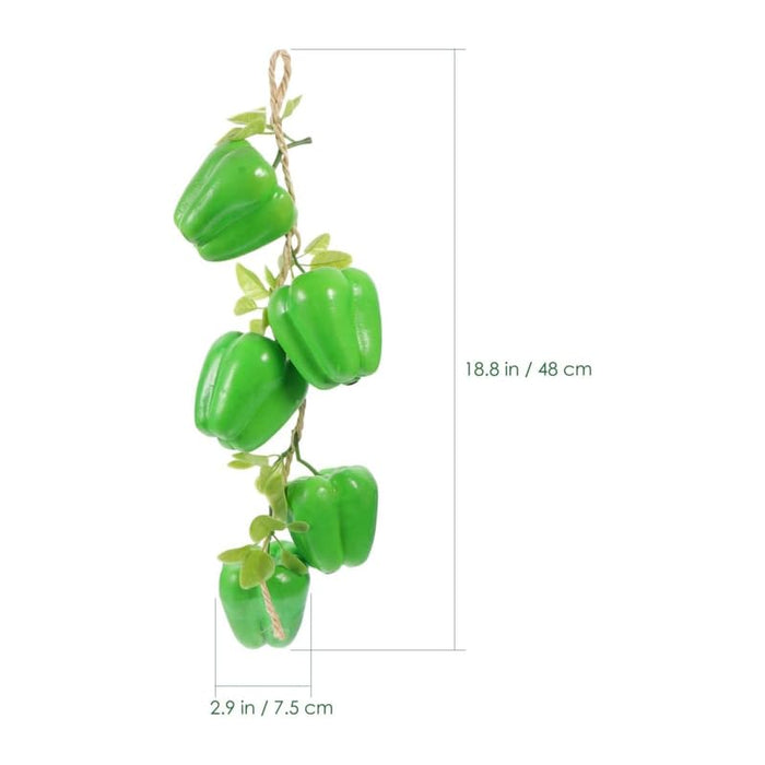 Pack of 2 Artificial Bell Pepper/Capsicum Hanging Strings – Realistic Red & Green Faux Vegetable Garlands for Kitchen, Farmhouse, and Restaurant Décor