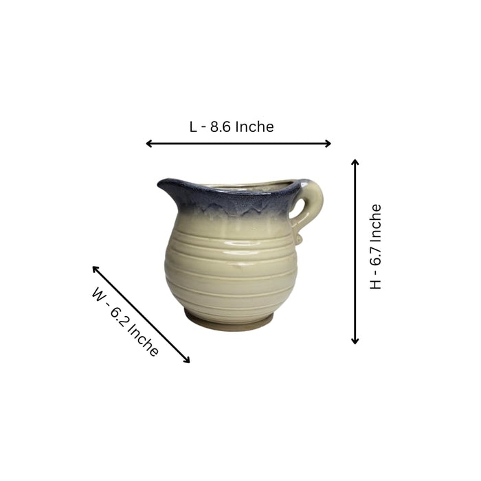 Ceramic Pitcher Planter with Artificial Purple Lavender Flowers for Home Decor