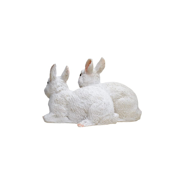 Realistic Double White Joint Bunny Figurine