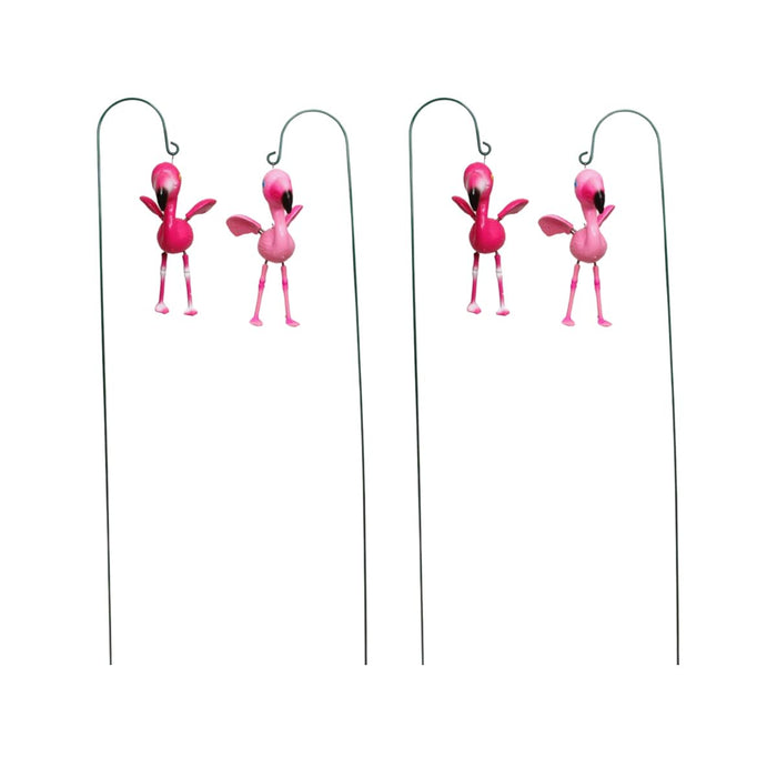 Pink Flamingo Hanging Garden Ornaments for Planters and Lawn Decor (Set of 2) – Weather-Resistant Outdoor Accents