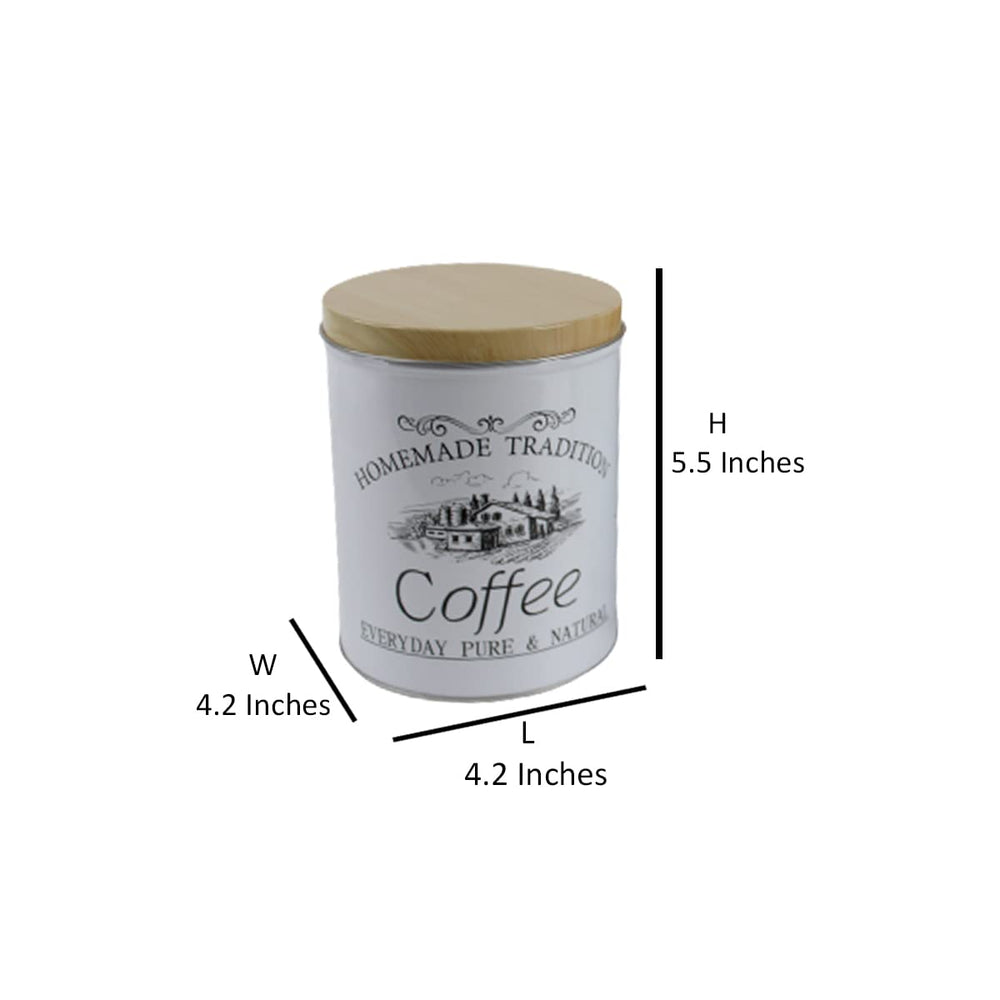 Vintage "Homemade Tradition" Metal Storage Canister Set for Tea & Coffee with Wooden Lids