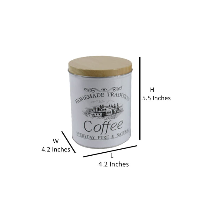 Vintage "Homemade Tradition" Metal Storage Canister Set for Tea & Coffee with Wooden Lids