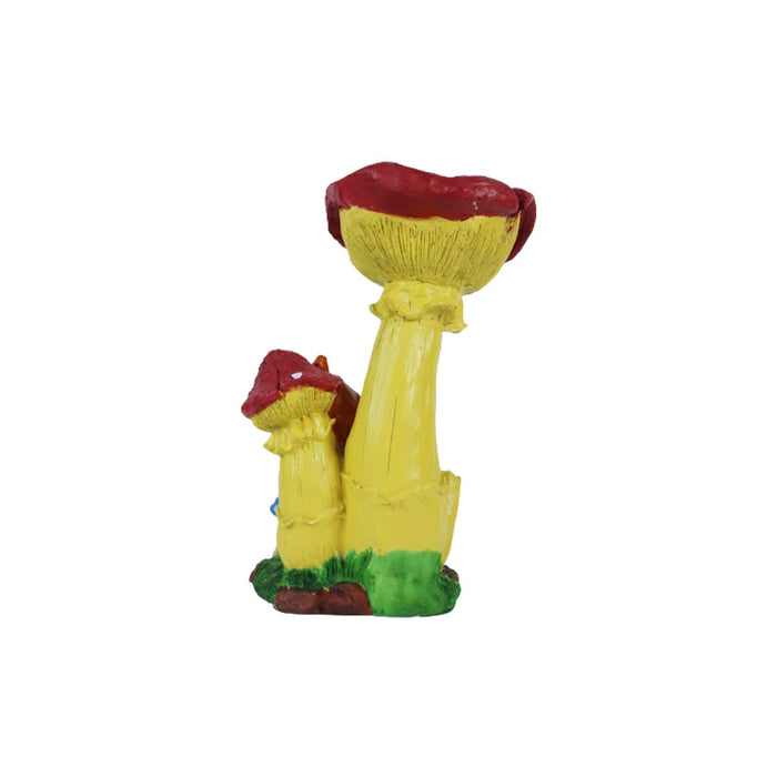 Garden Gnome Resting Under a Mushroom Bird Feeder – Whimsical Outdoor Lawn Decor